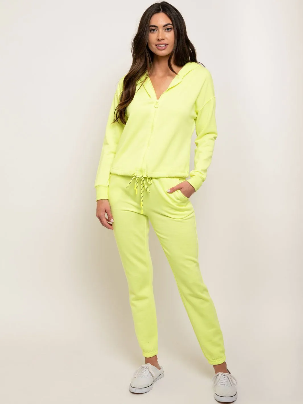 WOMEN'S 2 PCS NEON YELLOW SET