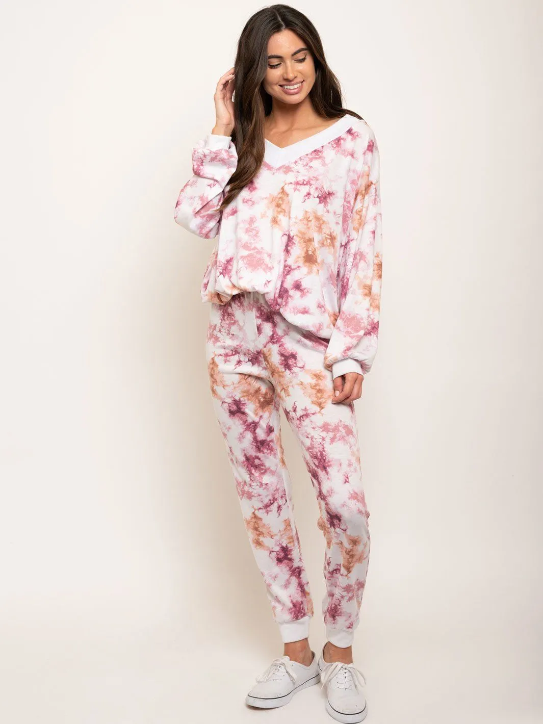 WOMEN'S 2 PCS TIE DYE LOUNGE SET