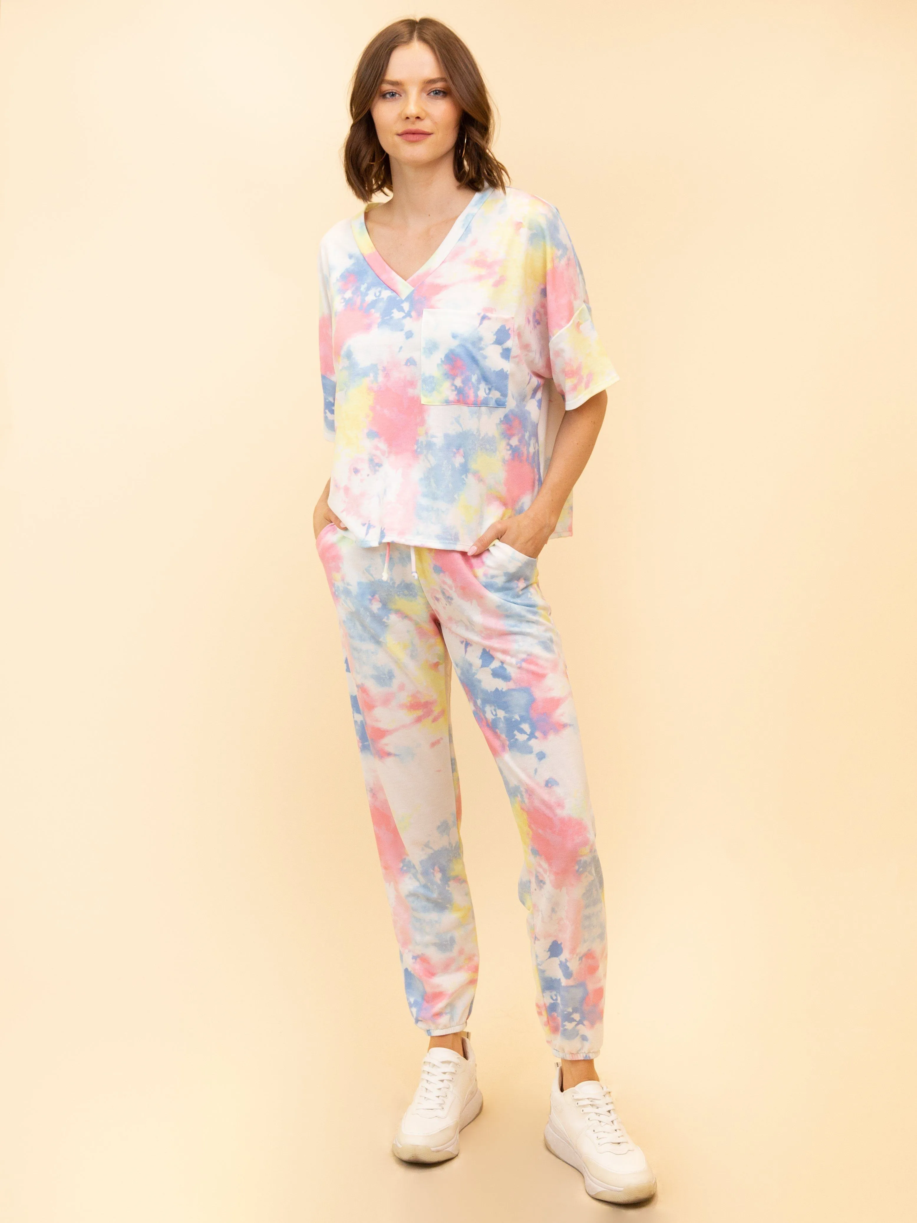 WOMEN'S 2 PCS TIE DYE LOUNGE SET