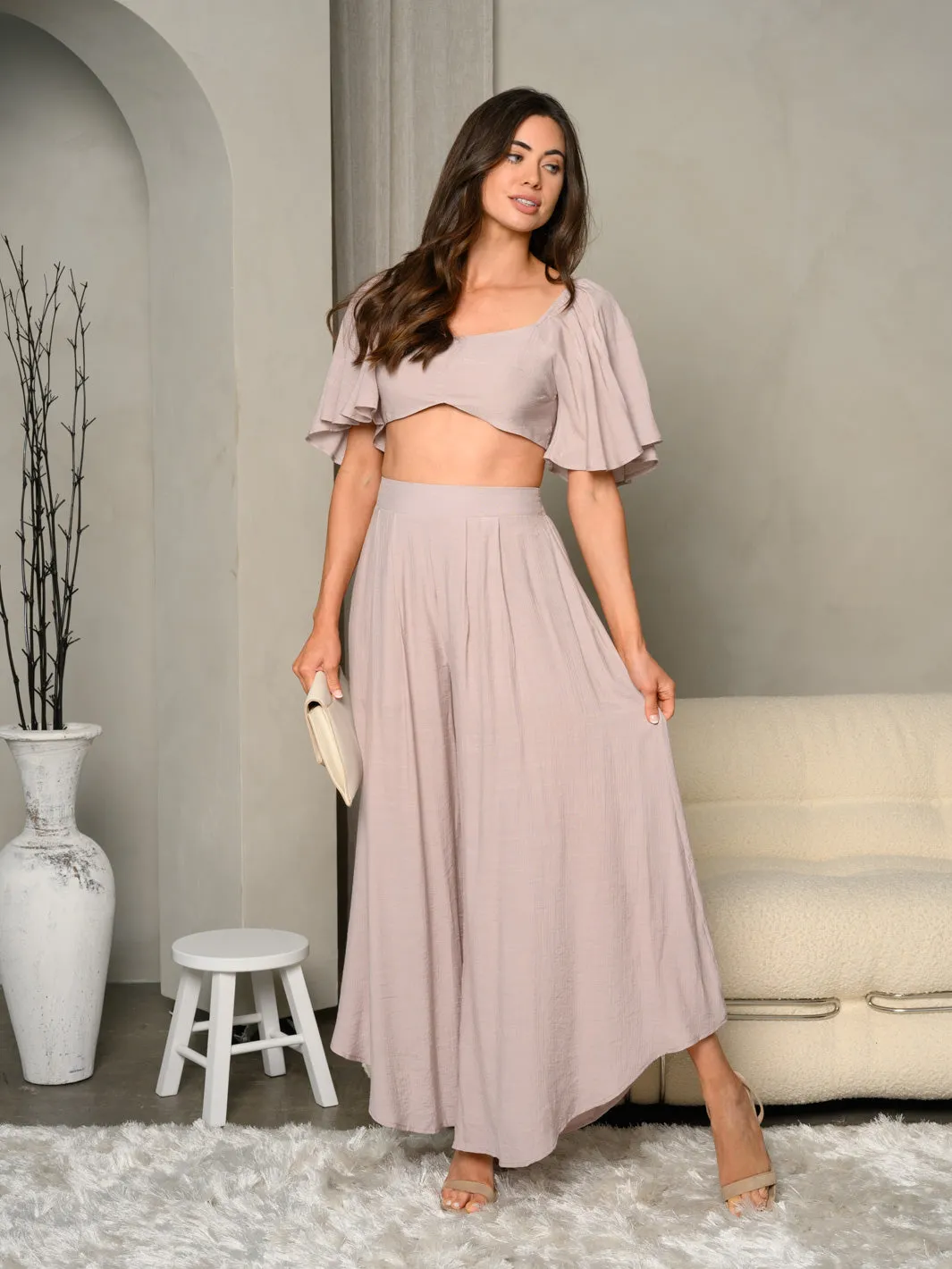 WOMEN'S 2PC. TOP & PANTS BELL BOTTOMS SET
