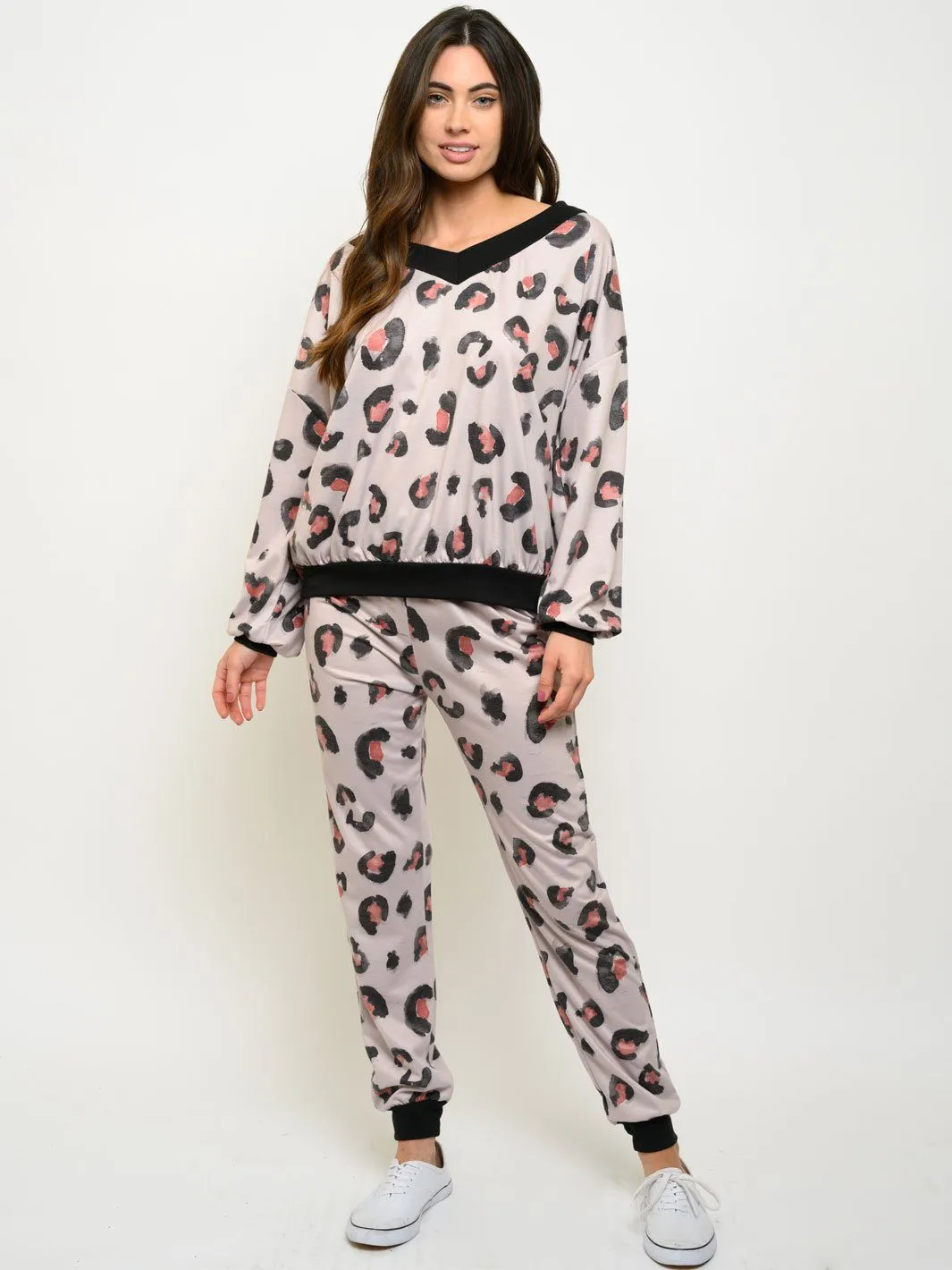 WOMEN'S LONG SLEEVE ANIMAL PRINT 2PC SET