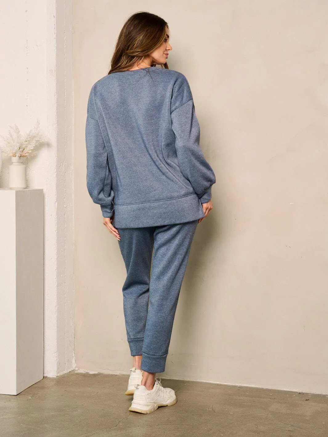 WOMEN'S LONG SLEEVE SWEATER & PANTS FLEECE 2PC. SET