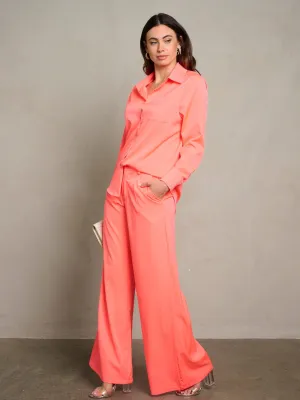 WOMEN'S LONG SLEEVE TOP & WIDE LEG PANTS SOLID 2PC. SET