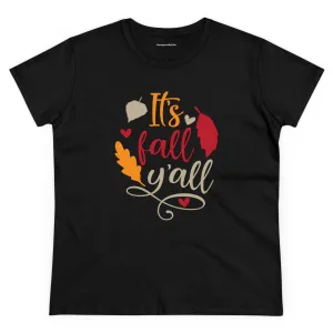 Women's Midweight Cotton Tee-It's Fall Y'all Black