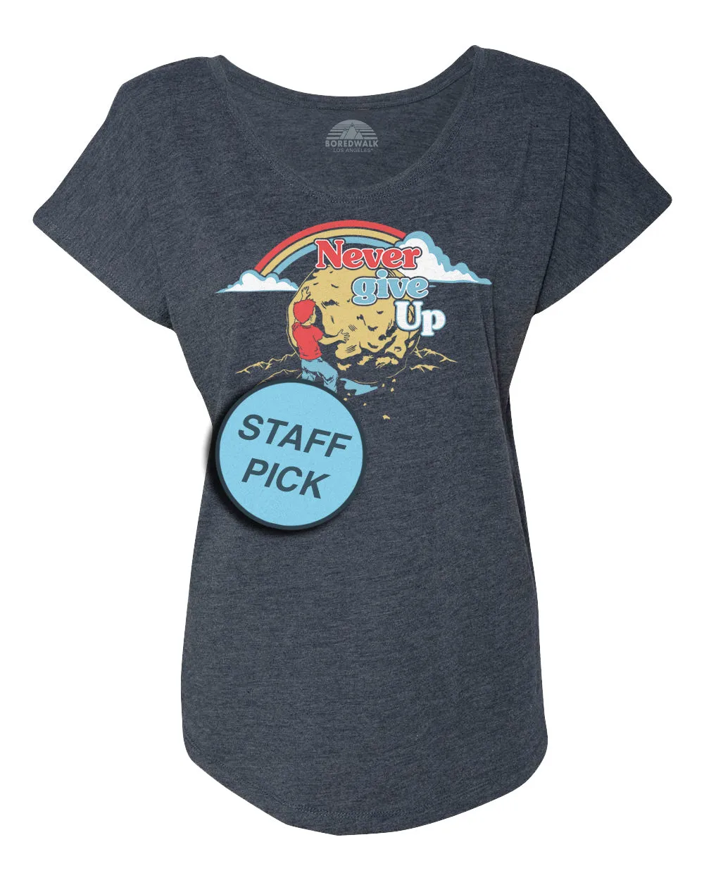 Women's Never Give Up Sisyphus Scoop Neck T-Shirt