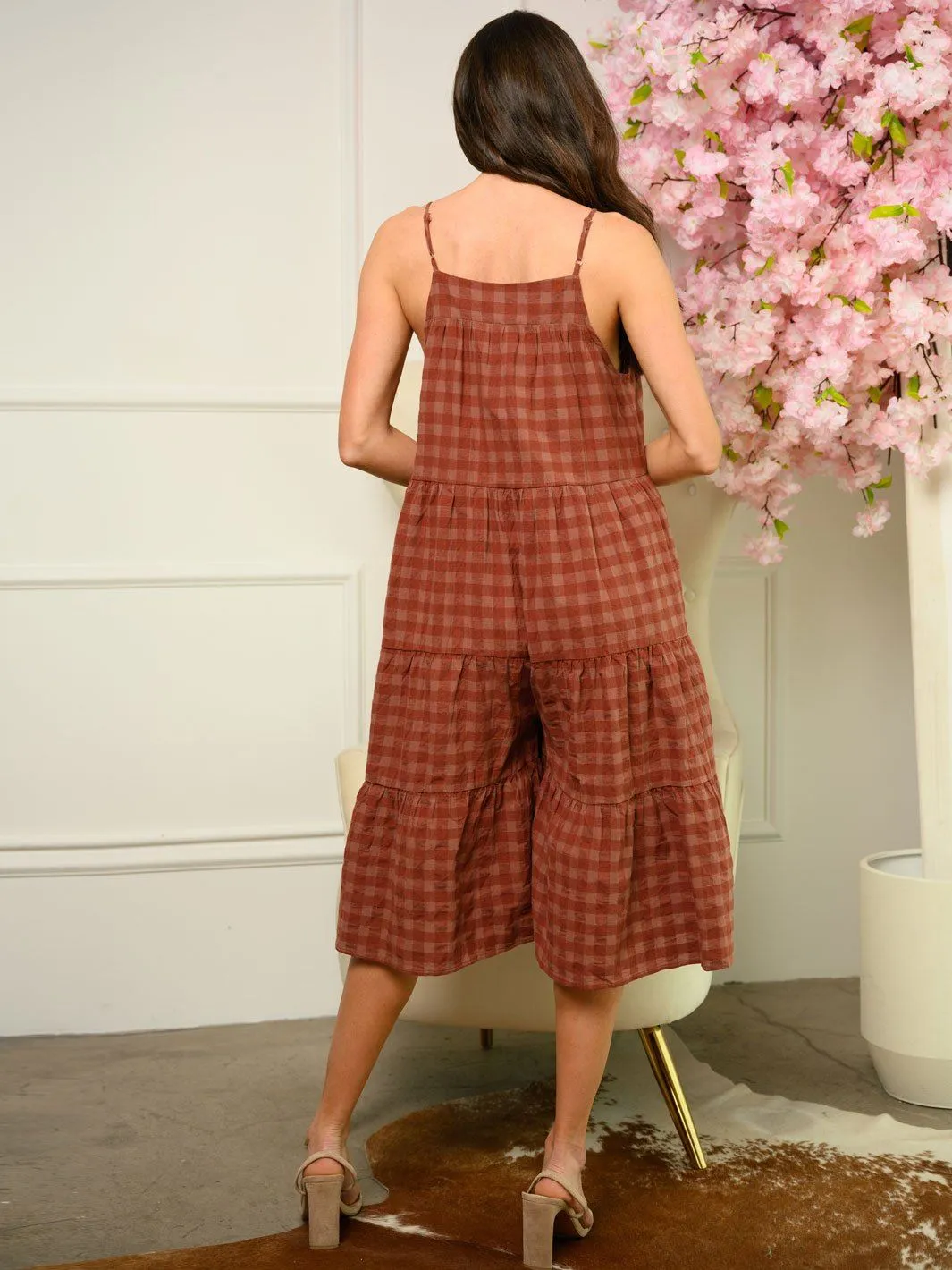 WOMEN'S PLAID RUFFLE ROMPER