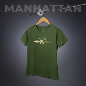 Womens Round Neck Regular Fit Green T Shirts
