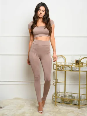 WOMEN'S SOLID TOP & PANTS 2PC. SET