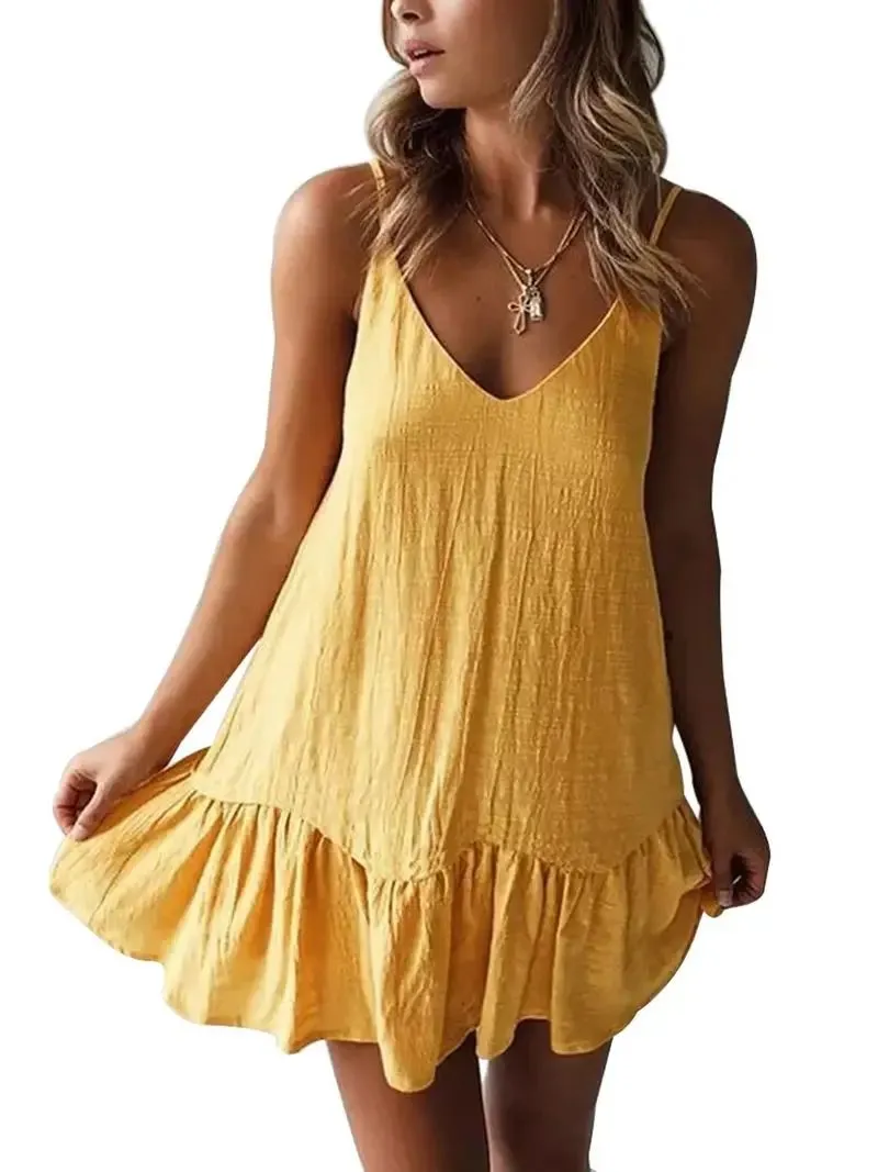 Yellow Strappy A-Line Mini Dress