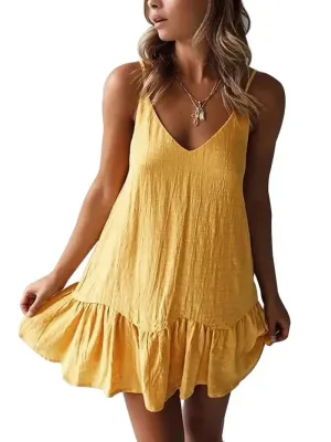 Yellow Strappy A-Line Mini Dress